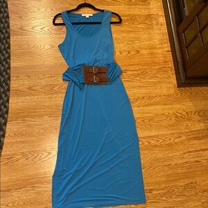 Boston Proper Blue Dress with Matching Belt